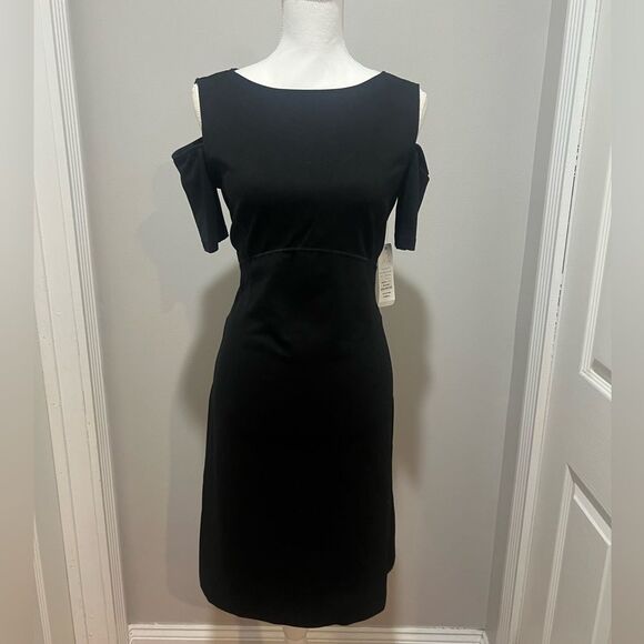 NWT Nue by Shani black cold shoulder mini dress womens size 10 - Picture 3 of 10